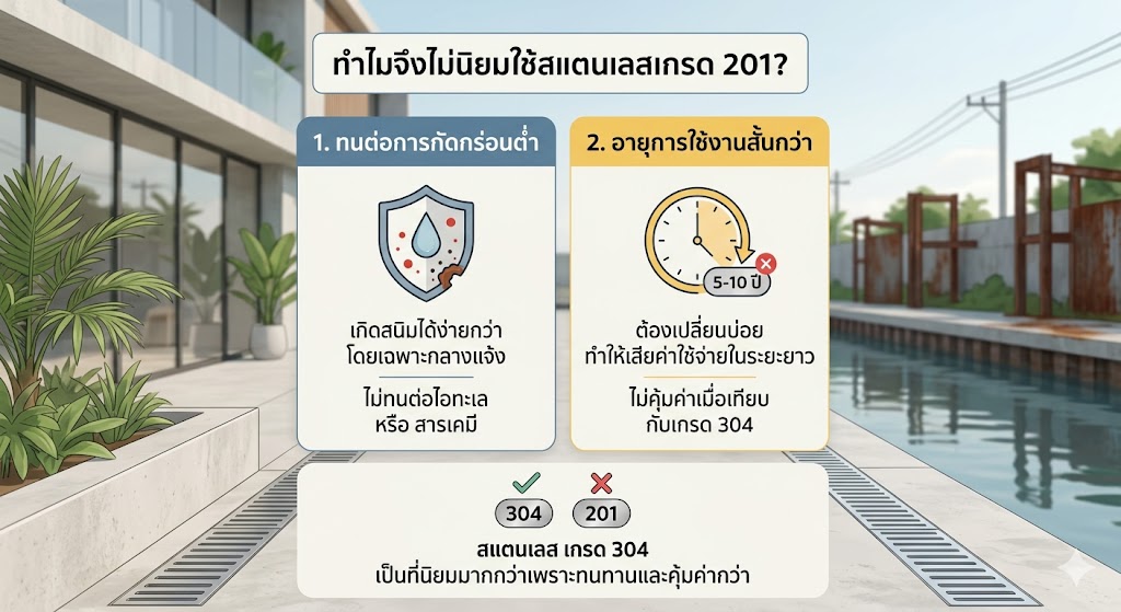 ทำไมจึงไม่นิยมใช้สแตนเลสเกรด 201 หรือ เกรดแปลกๆในตลาด