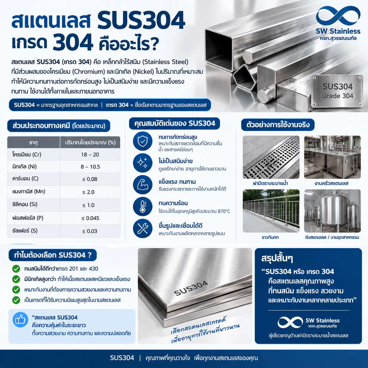 สแตนเลส sus304 เกรด304 คืออะไร
