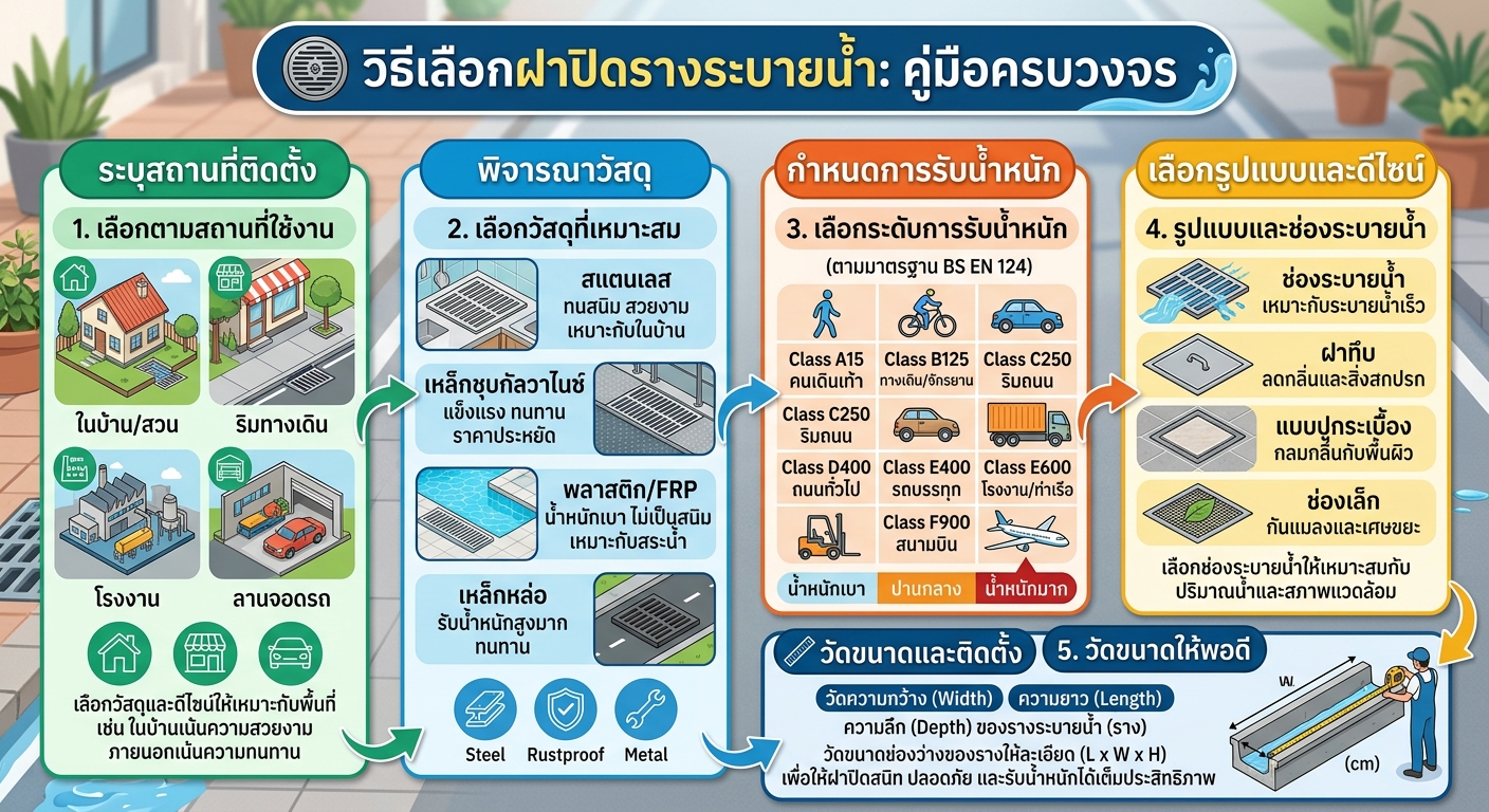 วิธีเลือกฝาปิดรางระบายน้ำ