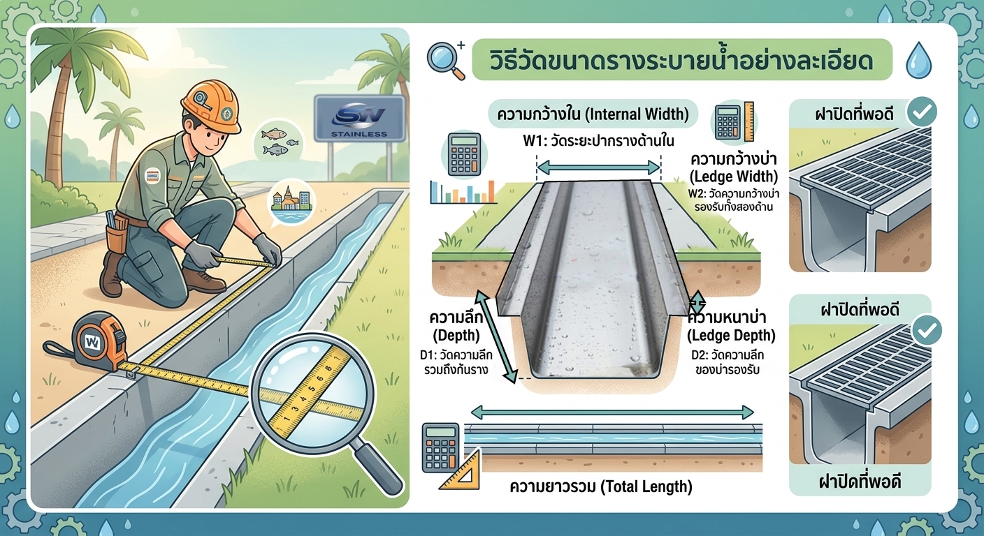 วิธีวัดขนาดรางระบายน้ำ
